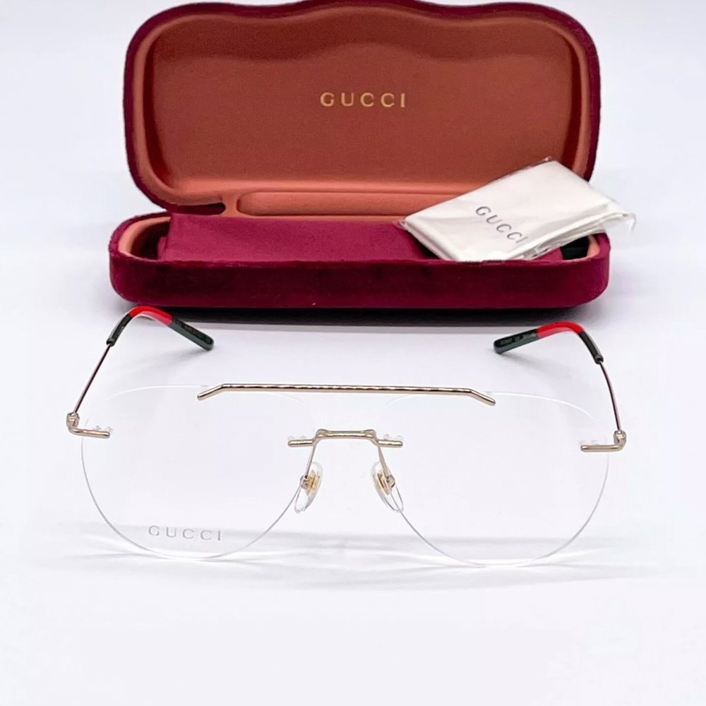 Sale! New Gucci Unisex 58mm Gold Aviator Eyeglasses! - Picture 2 of 7